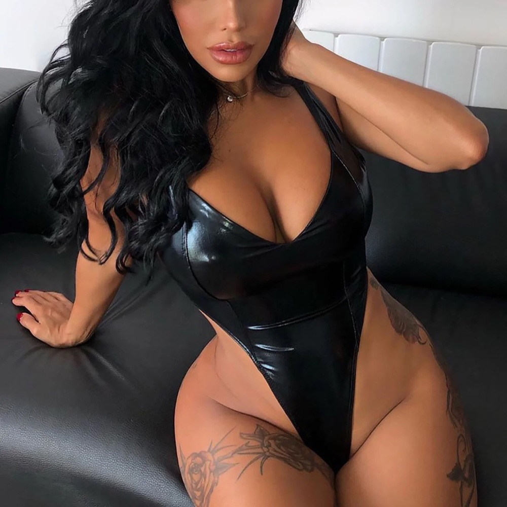 Faux leather bodysuit